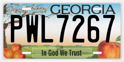 GA license plate PWL7267
