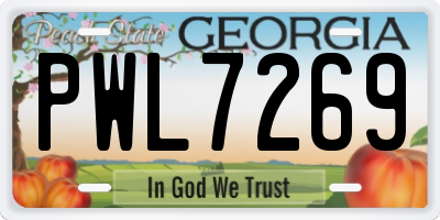 GA license plate PWL7269
