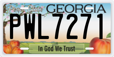 GA license plate PWL7271