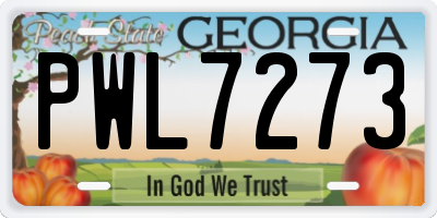 GA license plate PWL7273