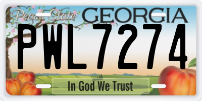 GA license plate PWL7274