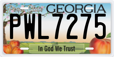 GA license plate PWL7275