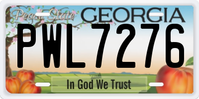 GA license plate PWL7276
