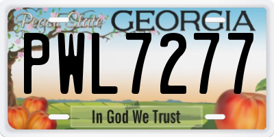 GA license plate PWL7277