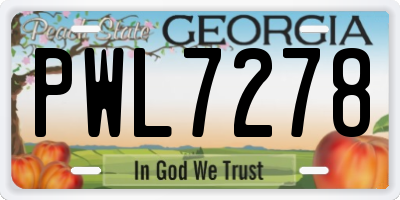 GA license plate PWL7278