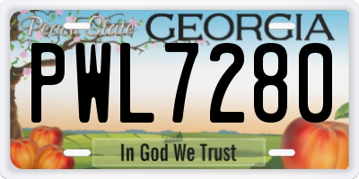GA license plate PWL7280