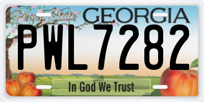 GA license plate PWL7282