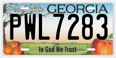 GA license plate PWL7283