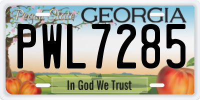 GA license plate PWL7285