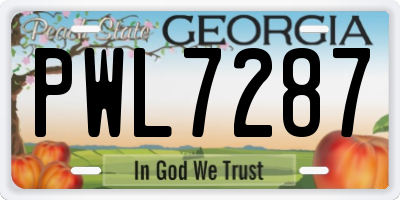 GA license plate PWL7287