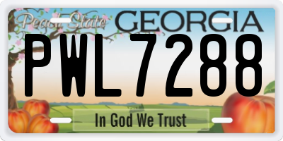 GA license plate PWL7288