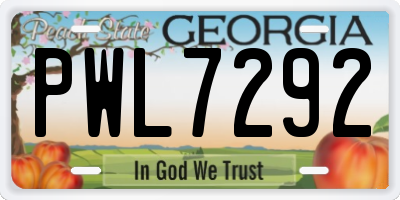 GA license plate PWL7292