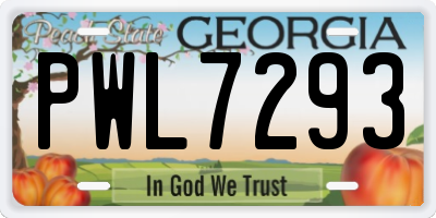 GA license plate PWL7293