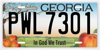 GA license plate PWL7301