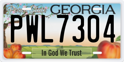 GA license plate PWL7304