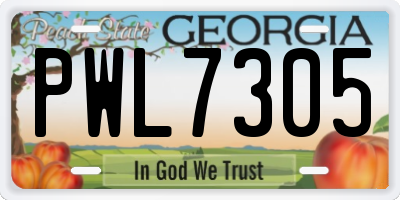 GA license plate PWL7305