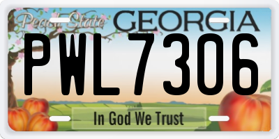 GA license plate PWL7306