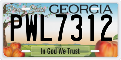 GA license plate PWL7312