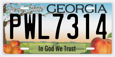 GA license plate PWL7314