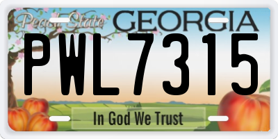 GA license plate PWL7315