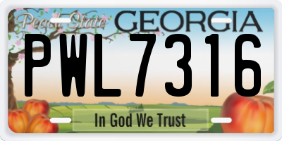 GA license plate PWL7316