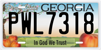 GA license plate PWL7318