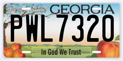 GA license plate PWL7320