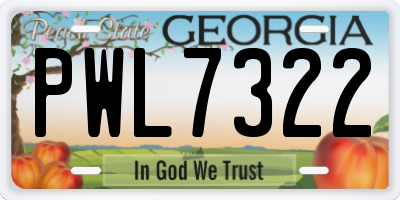 GA license plate PWL7322