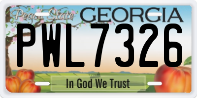 GA license plate PWL7326