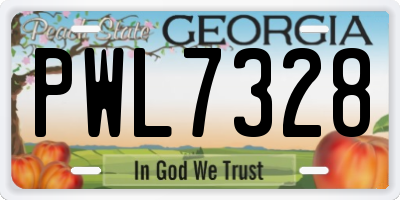GA license plate PWL7328