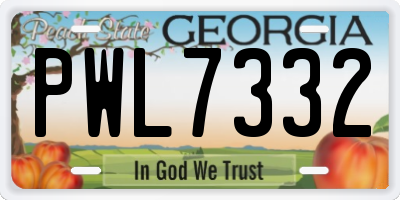 GA license plate PWL7332