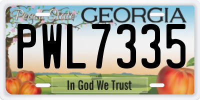 GA license plate PWL7335