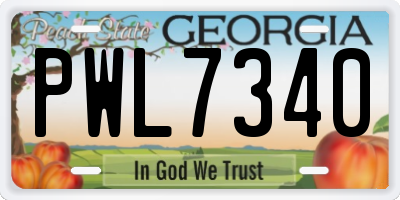 GA license plate PWL7340