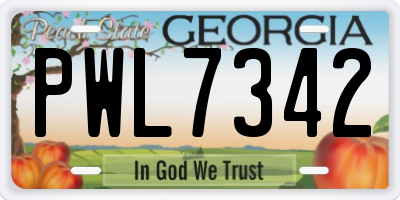 GA license plate PWL7342