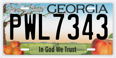 GA license plate PWL7343