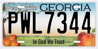 GA license plate PWL7344