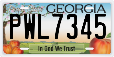 GA license plate PWL7345