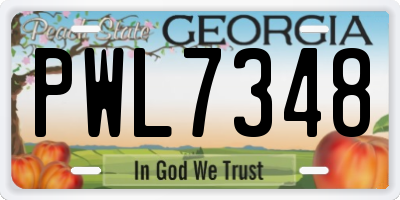 GA license plate PWL7348