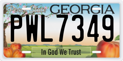 GA license plate PWL7349