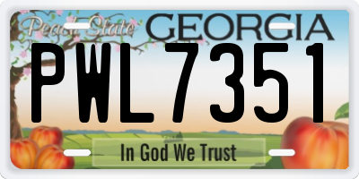GA license plate PWL7351