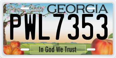 GA license plate PWL7353