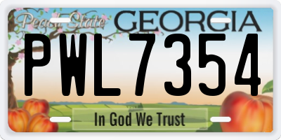 GA license plate PWL7354