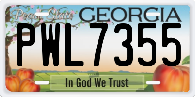 GA license plate PWL7355