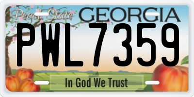 GA license plate PWL7359
