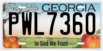 GA license plate PWL7360