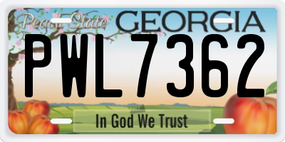 GA license plate PWL7362