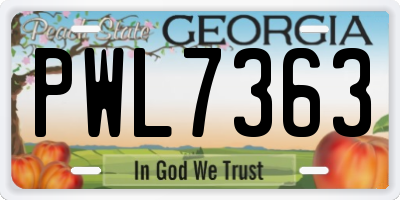 GA license plate PWL7363