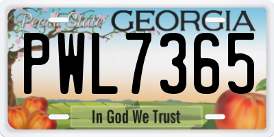 GA license plate PWL7365