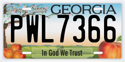 GA license plate PWL7366