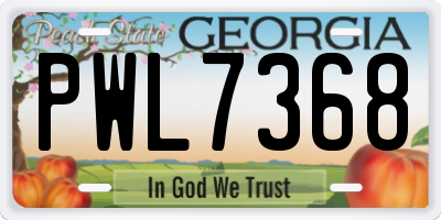 GA license plate PWL7368